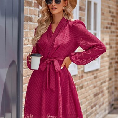 Long sleeve wrap front dress