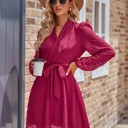  Long sleeve wrap front dress