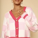  Checkered knit cardigan