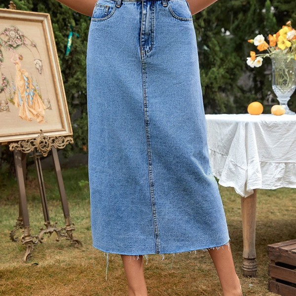 【INCHANT ME】Cat brush denim midi skirt INCHANT ME】Cat brush denim midi skirt Iconic Trendsetter