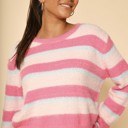  Fuzzy striped knit sweater