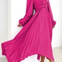 Small Pink Pleated long sleeve dress