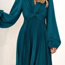 Small Blue Pleated long sleeve dress
