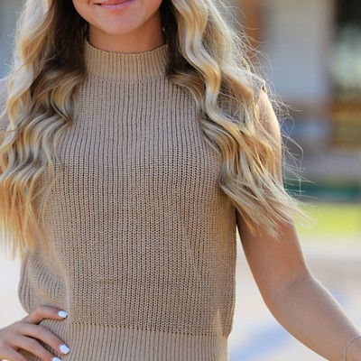 Cropped knit sleeveless sweater