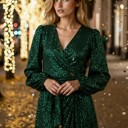  Sequin Wrap Dress