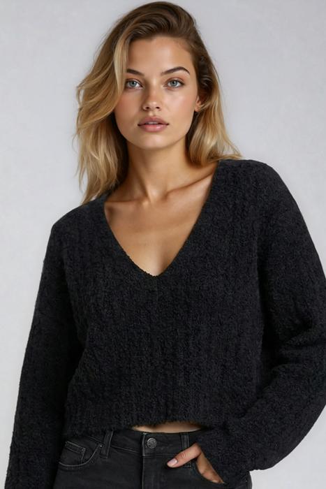 V neck crop sweater