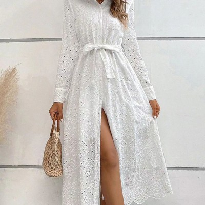 Eyelet midi dress