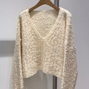 Small White V neck crop sweater