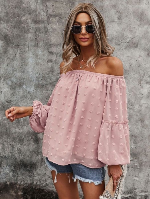 Off shoulder dotted top 