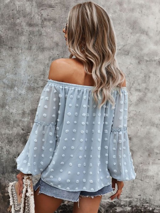 Off shoulder dotted top 