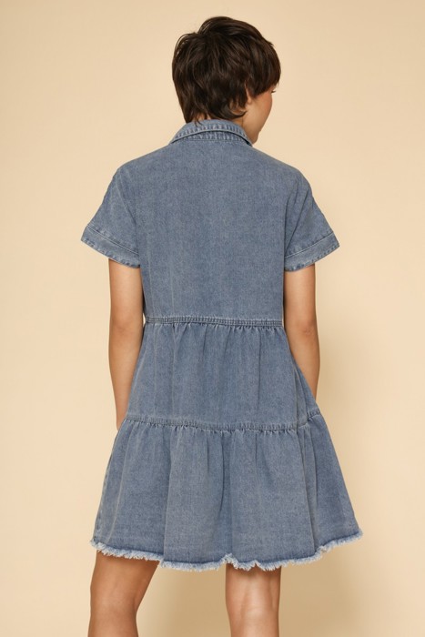 Button front denim dress