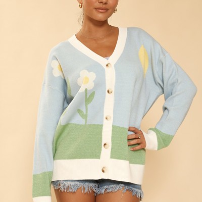 Flower field knit cardigan