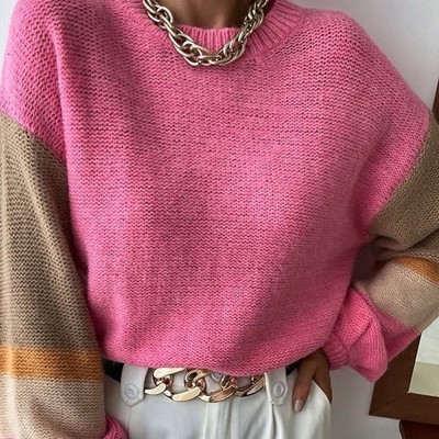Color block knit sweater