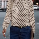 Small Beige Long sleeve mock neck blouse