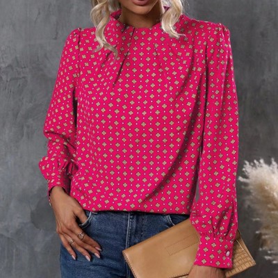 Long sleeve mock neck blouse