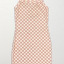 Small Pink Checkered rib knit tank top dress