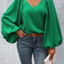 Small Green Lantern Sleeve Blouse