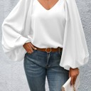 Small White Lantern Sleeve Blouse