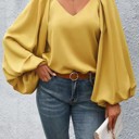 Small Yellow Lantern Sleeve Blouse