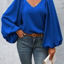 Small Blue Lantern Sleeve Blouse