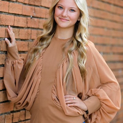 Puff mesh long sleeve top