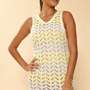  Open knit color block cover up