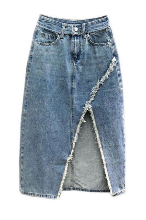 Distressed Denim Skirt