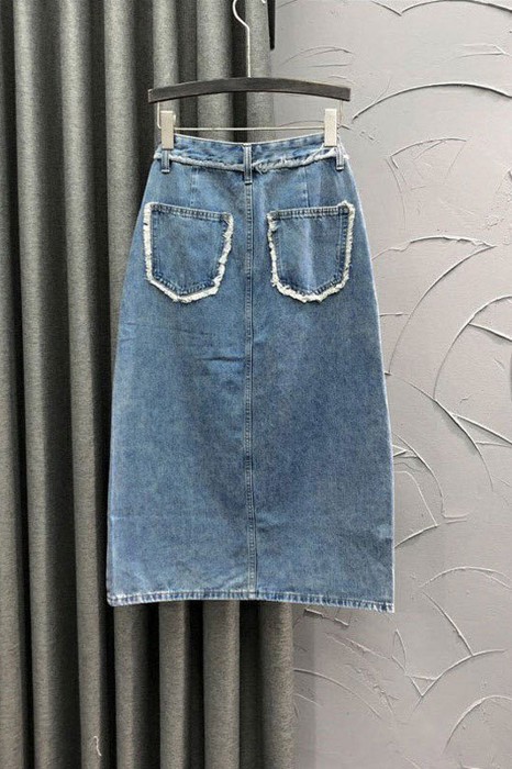 Distressed Denim Skirt