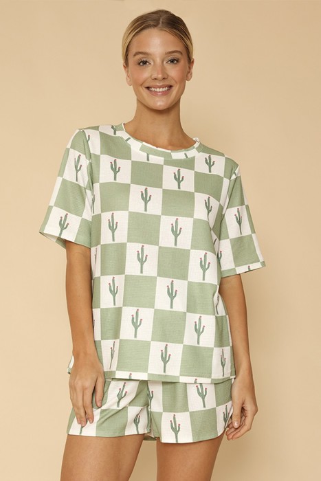 Printed cactus check lounge set