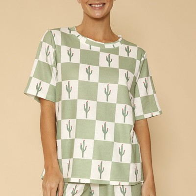 Printed cactus check lounge set