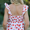  All over heart bow v-neck tank top