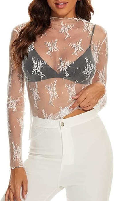 Long Sleeve Mesh Top 