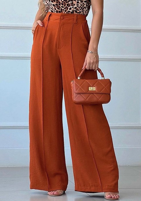 Solid Color Wide Leg Pants