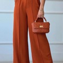 Small Orange Solid Color Wide Leg Pants
