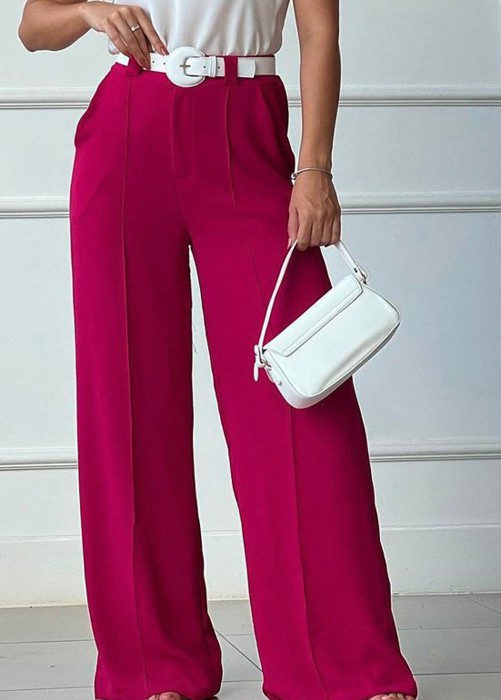 Solid Color Wide Leg Pants