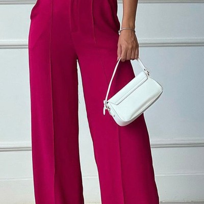 Solid Color Wide Leg Pants