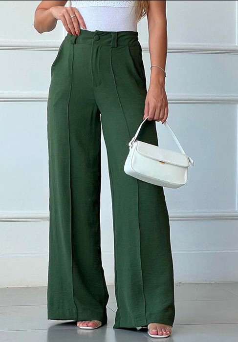 Solid Color Wide Leg Pants