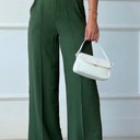 Small Green Solid Color Wide Leg Pants