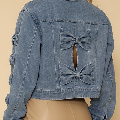 Cropped Bow denim jacket