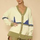  Retro mountain stripe knit cardigan