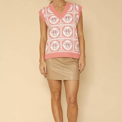 Bow tiled sweater vest