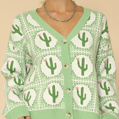 Cactus tile cardigan