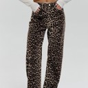 Leopard denim pants