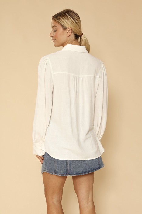 Button down blouse with western yoke detail