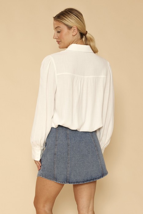 Button down blouse with western yoke detail