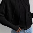 Small Black Mock Neck Batwing Sweater