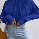 Small Blue Mock Neck Batwing Sweater