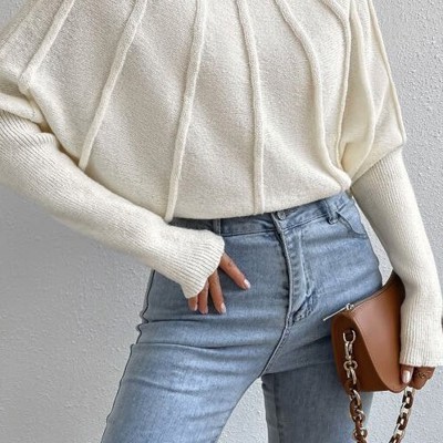 Mock Neck Batwing Sweater