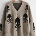  Skull V-neck Sweater