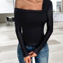  Long sleeve one shoulder blouse